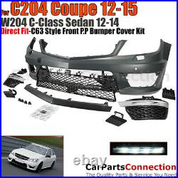 Complete Front Bumper Kit C63 Style MB C-Class W204 Sedan 2012-2014 C204 12-15
