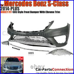 Complete Front Bumper Kit For 14-17 Mercedes S Class AMG Style Chrome Trim W222