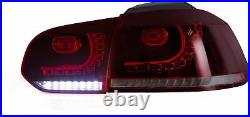 Customized RED CLEAR LED Taillights Taillamps for 2008-2013 MK6 GTI GTD TSI