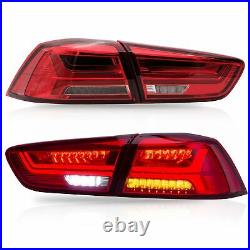 Customized RED CLEAR LED Taillights with Sequential Turn Sig. For 08-17 Lancer