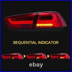 Customized RED SMOKED LED Tail Lights with Sequential Turn Sig. For 08-17 Lancer
