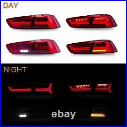 Customized RED SMOKED LED Tail Lights with Sequential Turn Sig. For 08-17 Lancer
