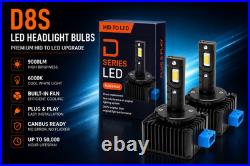 D8S LED Headlight Conversion Bulbs 9000LM 6000K OEM HID Xenon Upgrade Kit