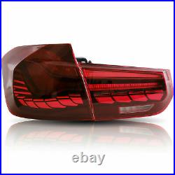 Dragon Scale Rose Red LED Sequential Taillights for 12-18 BMW F30 3er F80 M3