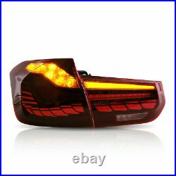 Dragon Scale Rose Red LED Sequential Taillights for 12-18 BMW F30 3er F80 M3
