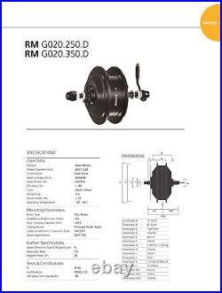 E-Bike Conversion Kit 36V 250W Rear Wheel 8/9/10 RWD IP65 BAFANG G020 C961 Black