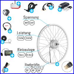 E-Bike Conversion Kit Set with Accessories 36V 48V 250W 500W Front Wheel Rear Wheel Pedelec