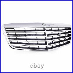 E63 Styled Front Bumper Chrome Grille Fog Lights For 03-09 Mercedes E Class W211