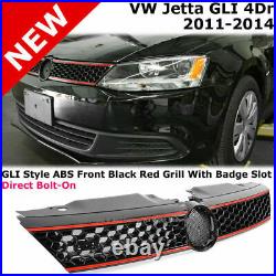 For 11-14 Volkswagen Jetta MK6 GLI Style Front Bumper Mesh Black Grille Red Trim