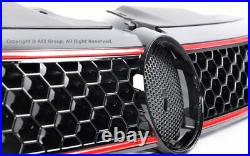 For 11-14 Volkswagen Jetta MK6 GLI Style Front Bumper Mesh Black Grille Red Trim