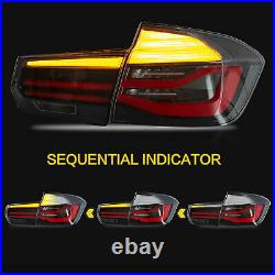 For 12-18 BMW F30 3er F80 M3 Black Fiber Optic LED Strip Sequential Tail Lights