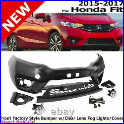 For 15-17 Honda Fit Complete Front Factory Style Bumper Kit Lower Grille Foglamp