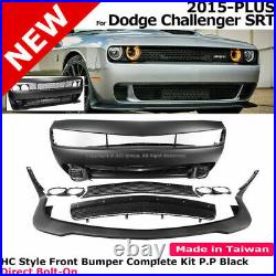 For 15-20 Dodge Challenger SRT Front Bumper Cover Hellcat Complete Set HC Style