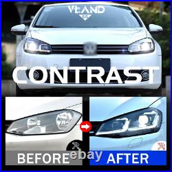For 2013-17 VW Golf 7 MK7 FULL LED Headlights Red Strip Front Lamp Fit Halogen