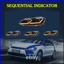 For 2013-17 VW Golf 7 MK7 FULL LED Headlights Red Strip Front Lamp Fit Halogen