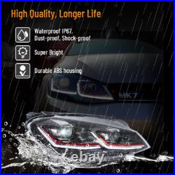 For 2013-17 VW Golf 7 MK7 FULL LED Headlights Red Strip Front Lamp Fit Halogen