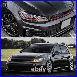 For 2013-17 VW Golf 7 MK7 FULL LED Headlights Red Strip Front Lamp Fit Halogen