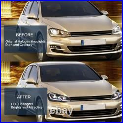 For 2013-2017 VW Golf 7 MK7 FULL LED Headlights Red Strip Front Lamp Fit Halogen
