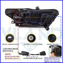 For 2015 2016 2017 Ford Mustang LED Headlights Projector Front Headlamps Pair