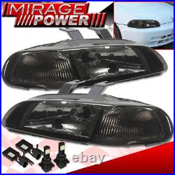 For 92 93 94 95 Civic Hatch/Coupe Smoked 1Pc Headlights + Led Conversion Kit