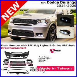 For Dodge Durango 14-20 SRT Style Front Bumper Cover with LED Fog Lights Bolt-on