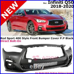 For Infiniti Q50 18-20 Front Bumper Cover Fog Light Cover Red Sport 400 Style