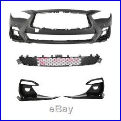 For Infiniti Q50 18-20 Front Bumper Cover Fog Light Cover Red Sport 400 Style