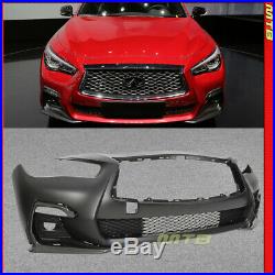 Front Bumper Cover For Infiniti Q50 18-20 Red Sport Style Grey Fog Light Covers