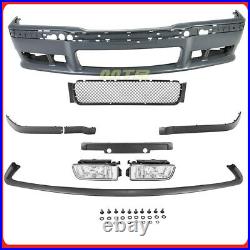 Front Bumper Cover Lip M3 Style For 92-98 BMW 3 Series E36 Clear Fog Light Pair