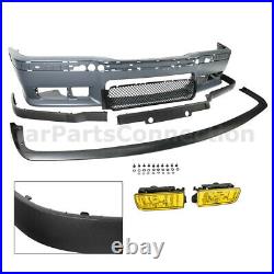 Front Bumper Cover Lip M3 Style For 92-98 BMW 3 Series E36 Yellow Fog Lights