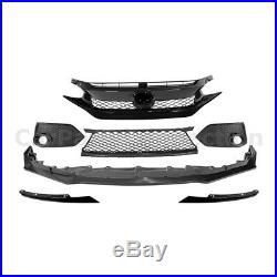 Front Bumper Cover for Honda Civic Coupe Sedan Type-R Style with Painted Grille