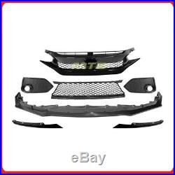 Front Bumper Cover with Glossy Black Grille for 16-18 Honda Civic Coupe Sedan