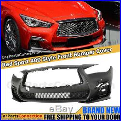 Front Bumper For 18-20 Infiniti Q50 Red Sport Style Conversion Fog Light Covers