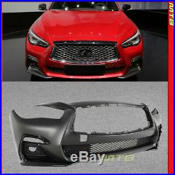 Front Bumper For Infiniti Q50 18-20 Red Sport Style Conversion Fog Light Covers