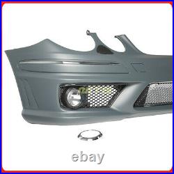 Front Bumper Upper Grille E63 Style Fog Lights For Mercedes E-Class W211 03-09