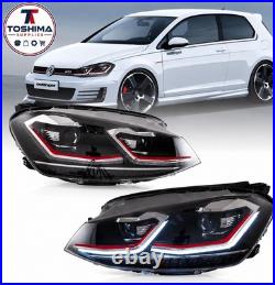 GTI RED LED Headlights For VW Golf 7 MK 2013-2017 Upgrade LED Light Set