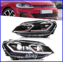 GTI RED LED Headlights For VW Golf 7 MK 2013-2017 Upgrade LED Light Set