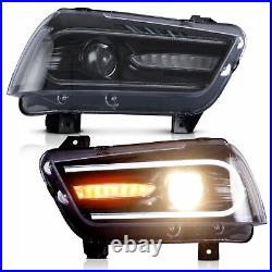 Headlights For 2011-2014 Dodge Charger HID Black Dual LED DRL Projector Lamp
