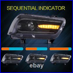 Headlights For 2011-2014 Dodge Charger HID Black Dual LED DRL Projector Lamp