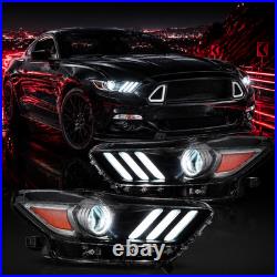 Headlights For 2015-17 Ford Mustang HID/Xenon withLED DRL Projector Assembly Pair