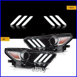 Headlights For 2015-17 Ford Mustang HID/Xenon withLED DRL Projector Assembly Pair