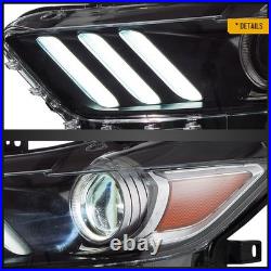 Headlights For 2015-17 Ford Mustang HID/Xenon withLED DRL Projector Assembly Pair