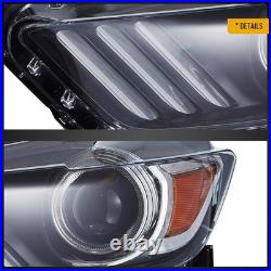 Headlights For 2015-17 Ford Mustang HID/Xenon withLED DRL Projector Assembly Pair