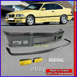 M3 Style Front Bumper Cover Lip For BMW 3-Series 92-98 E36 Yellow Fog Lights