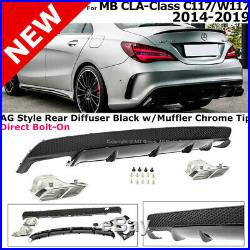 MB CLA-Class C117 W117 2014-2019 CLA45 AMG Style Rear Bumper Aero Diffuser Black