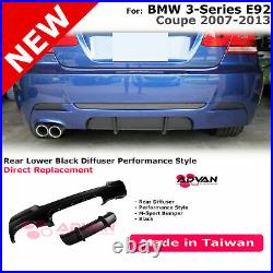 MP Performance Style Black Rear Bumper Diffuser For BMW 3 Series E92 Coupe 07-13
