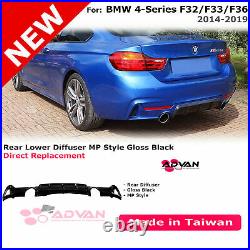 MP Style Glossy Black Rear Bumper Diffuser For BMW 4-Series F32 F33 F36 14-19