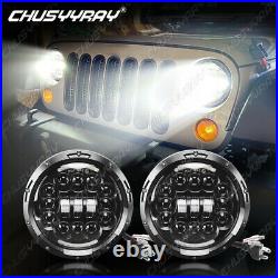 Pair 7 Inch Headlamps Headlights Led Kit Replace Halogen H4 Conversion Upgrade