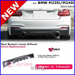 Performance Style Black Bumper Rear Diffuser For BMW 2-Series F22 F23 2014-2019