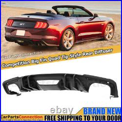 Quad Tip Diffuser For Mustang 18-Plus Coupe Convertible GT Black Big Fin Style